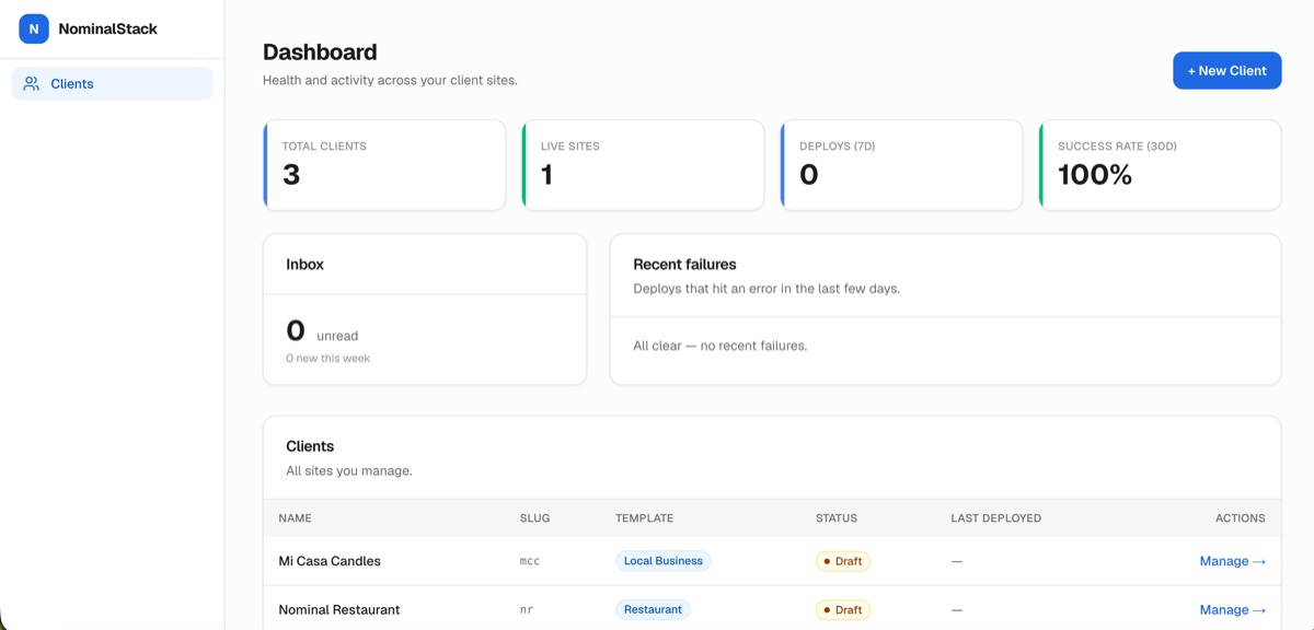 NominalStack multi-tenant SaaS platform